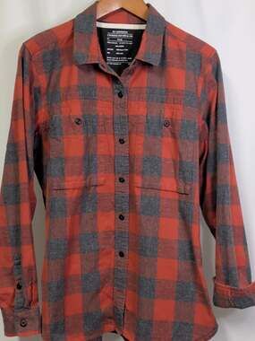 REI Co-op Lightweight Flannel Shirt XL Orange Gray Buffalo Plaid